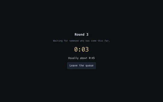 Waiting in the third round of the ladder: a clock counts the wait, and the game estimates about 45 seconds.